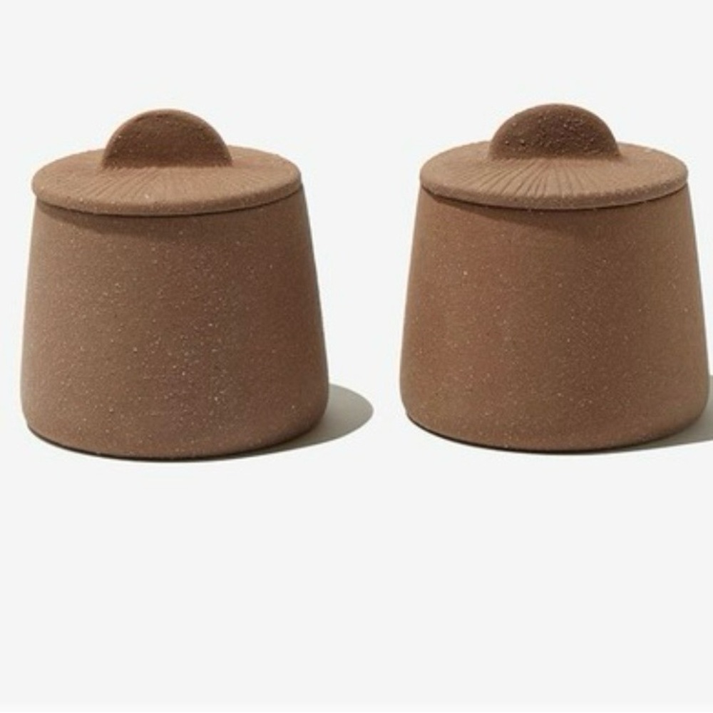 Citrine Set of 2 Brown Ceramic Canisters